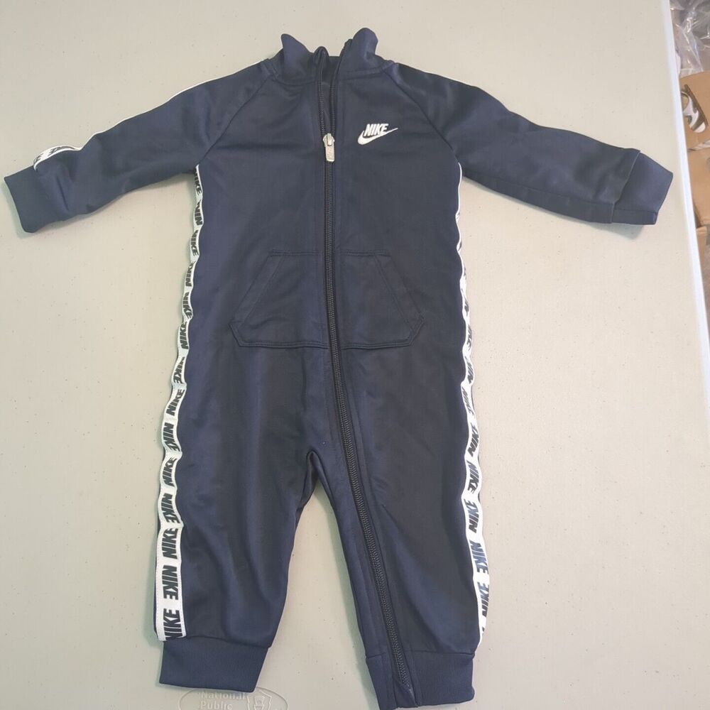 NIKE One Piece Full Zip Jogger Style Track Suit Navy Blue Size 9m nine months